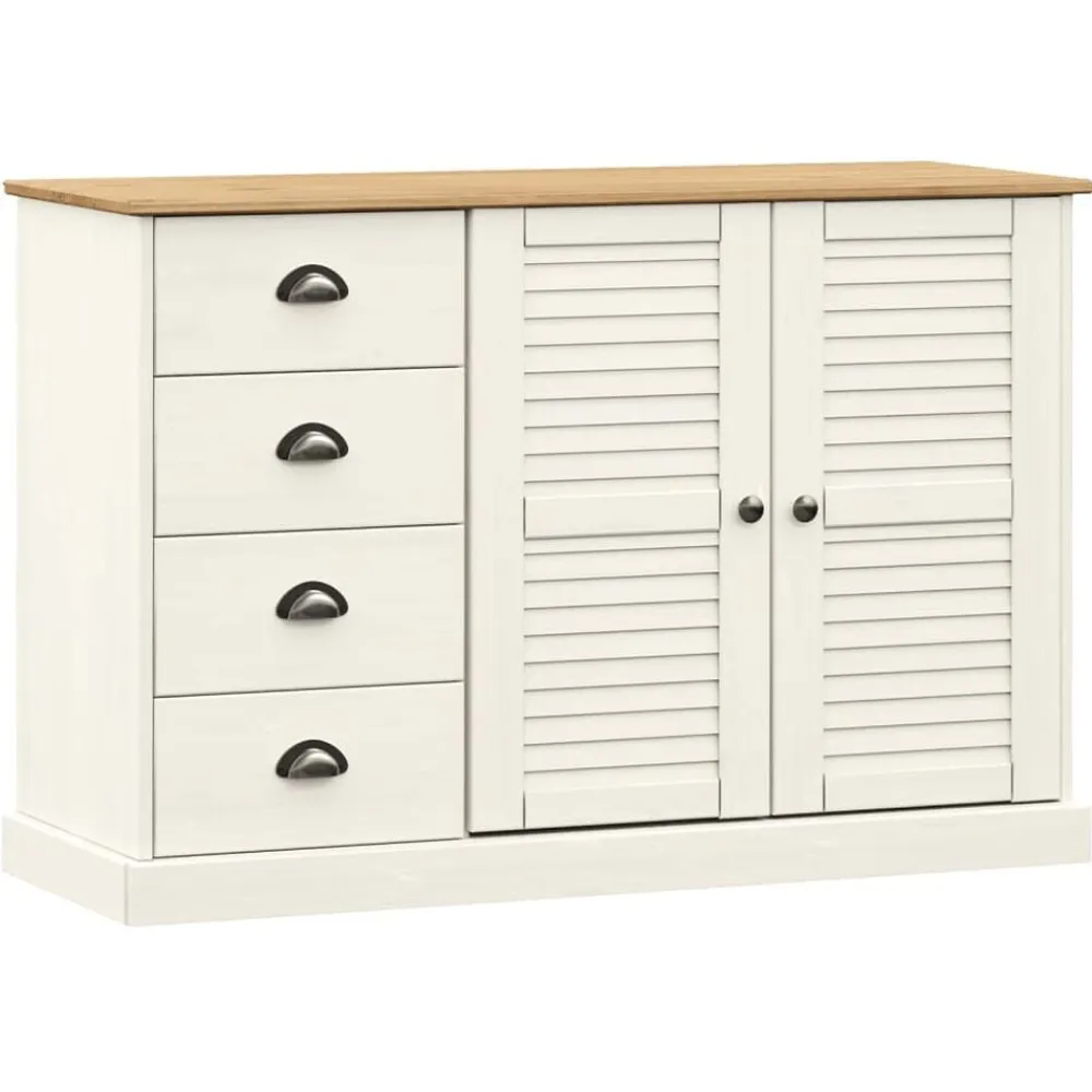 vidaXL Aparador con cajones VIGO madera maciza pino 113x40x75cm Blanco Sale