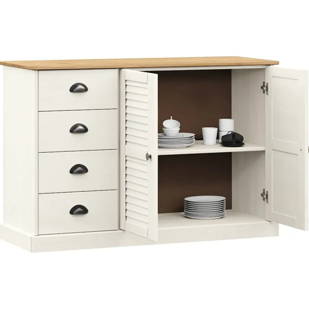 vidaXL Aparador con cajones VIGO madera maciza pino 113x40x75cm Blanco Sale