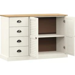 vidaXL Aparador con cajones VIGO madera maciza pino 113x40x75cm Blanco Sale