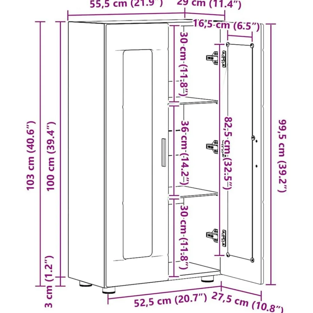 vidaXL Aparador con estante FLORIN 55,5 x 29 x 103 cm brillante Outlet