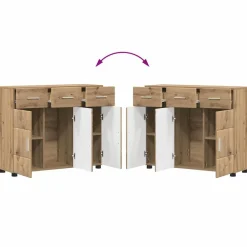 vidaXL Aparador con estante FLORIN Roble artesanal 88,5 x 30,5 x 73 cm Roble artisan New