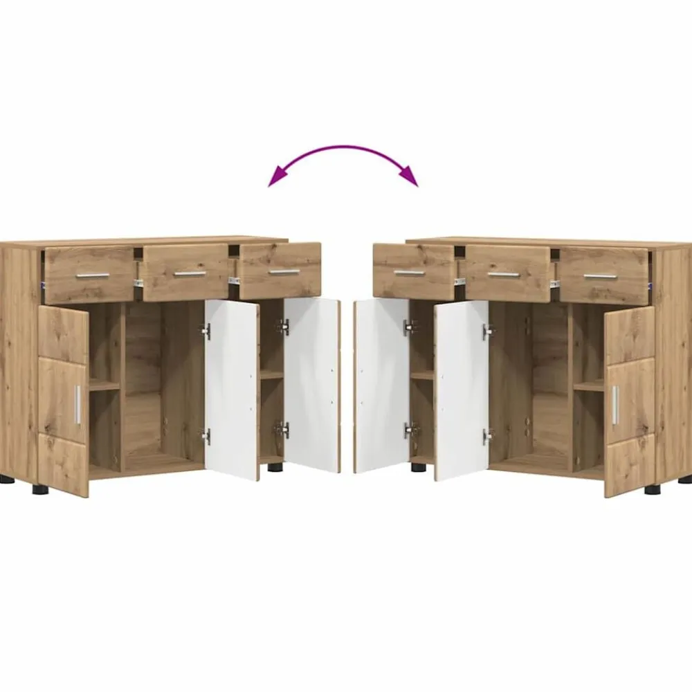 vidaXL Aparador con estante FLORIN Roble artesanal 88,5 x 30,5 x 73 cm Roble artisan New