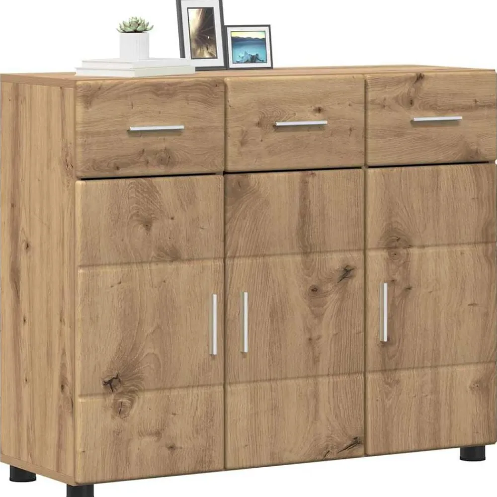 vidaXL Aparador con estante FLORIN Roble artesanal 88,5 x 30,5 x 73 cm Roble artisan New