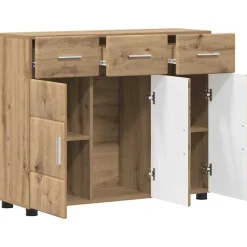 vidaXL Aparador con estante FLORIN Roble artesanal 88,5 x 30,5 x 73 cm Roble artisan New