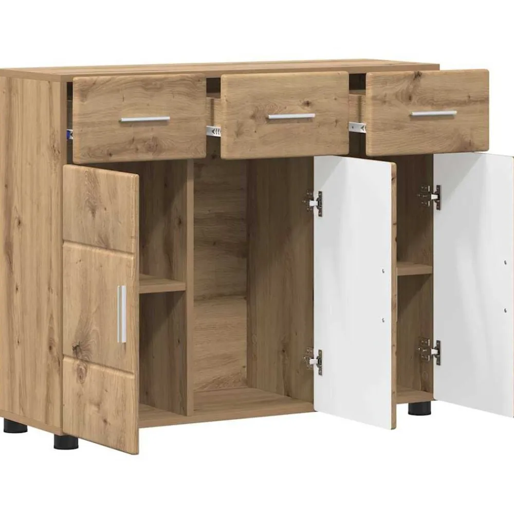 vidaXL Aparador con estante FLORIN Roble artesanal 88,5 x 30,5 x 73 cm Roble artisan New