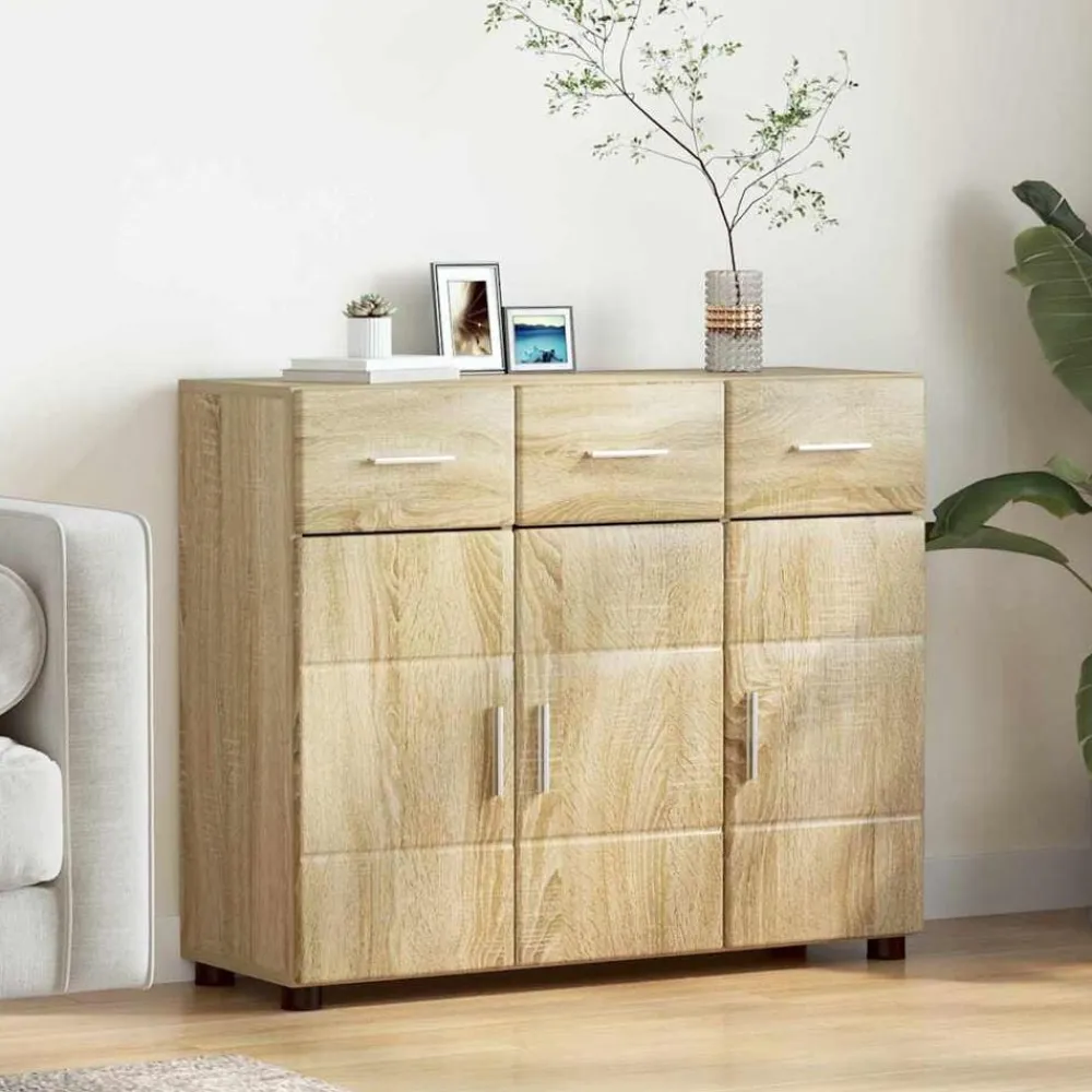 vidaXL Aparador con estante FLORIN 88,5 x 30,5 x 73 cm Roble Sonoma Discount