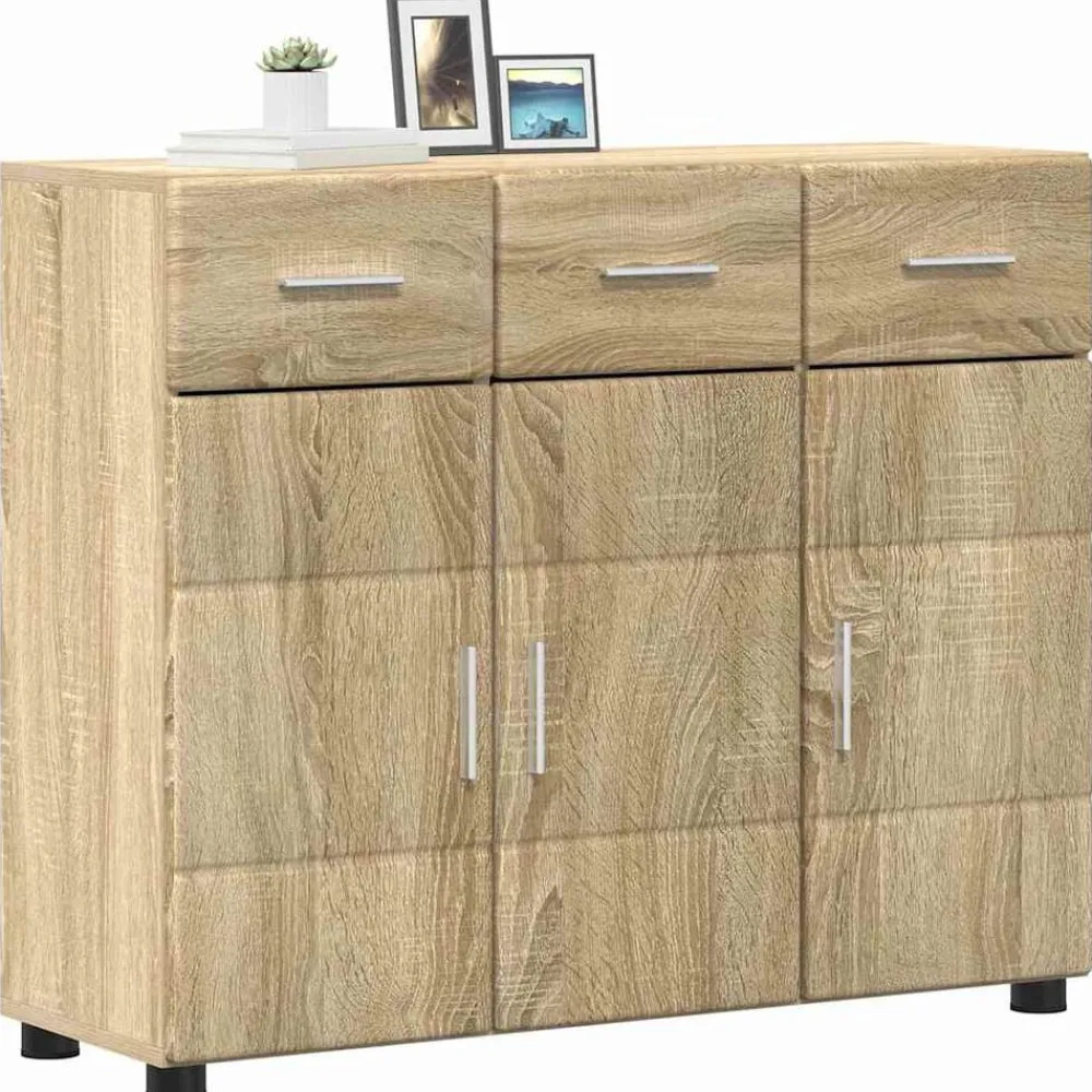vidaXL Aparador con estante FLORIN 88,5 x 30,5 x 73 cm Roble Sonoma Discount