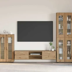 vidaXL Conjuntos De Muebles-Aparador con estante FLORIN Roble artesanal 55,5 x 29 x 103 cm