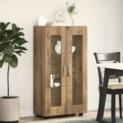 vidaXL Conjuntos De Muebles-Aparador con estante FLORIN Roble artesanal 55,5 x 29 x 103 cm