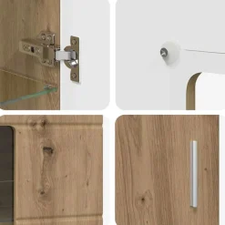 vidaXL Conjuntos De Muebles-Aparador con estante FLORIN Roble artesanal 55,5 x 29 x 103 cm