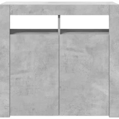 vidaXL Armarios Y Almacenamiento-Aparador con luces LED gris hormigón 80x35x75 cm