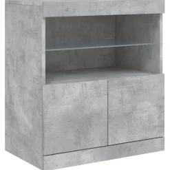 vidaXL Aparador con luces LED gris hormigón 283x37x67 cm Gris hormigón New