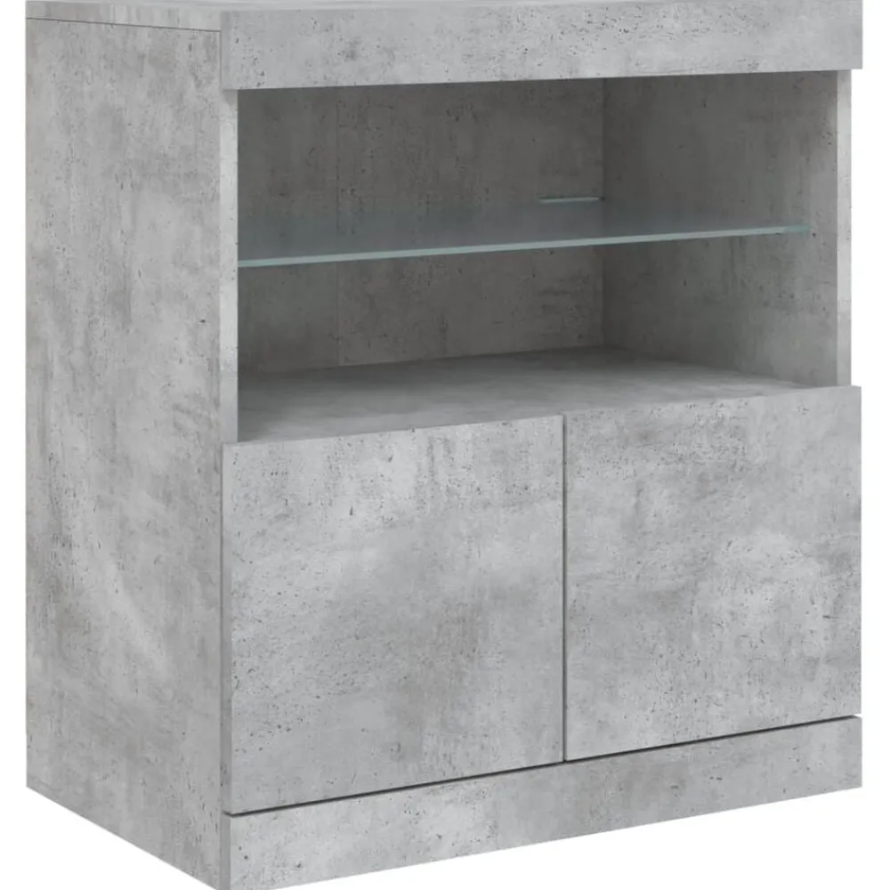 vidaXL Aparador con luces LED gris hormigón 283x37x67 cm Gris hormigón New