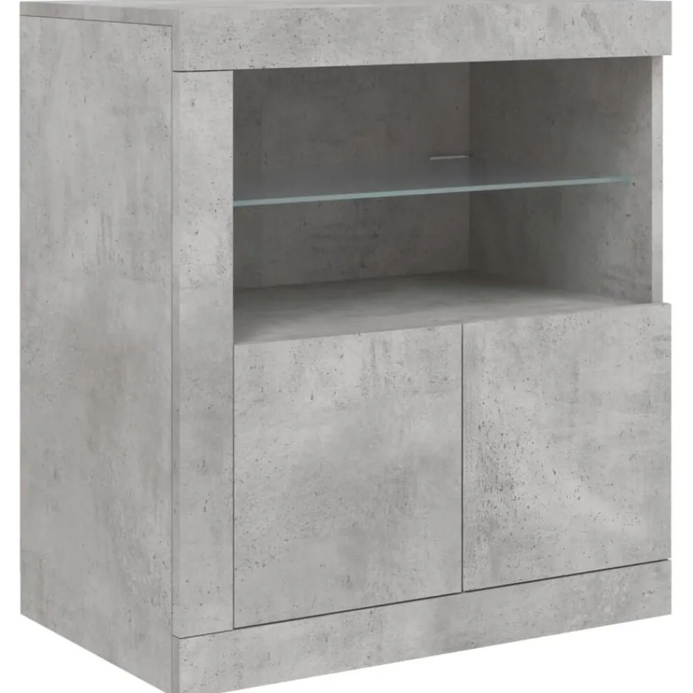 vidaXL Aparador con luces LED gris hormigón 283x37x67 cm Gris hormigón New