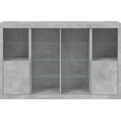 vidaXL Aparador con luz LED 3 pzas madera de ingeniería gris hormigón Gris hormig&oacute;n Online