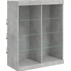 vidaXL Aparador con luz LED 3 pzas madera de ingeniería gris hormigón Gris hormig&oacute;n Online