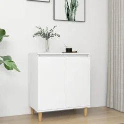 vidaXL Aparador con patas madera contrachapada 60x35x70 cm Blanco New