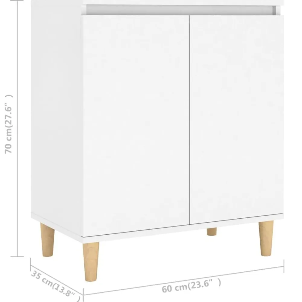 vidaXL Aparador con patas madera contrachapada 60x35x70 cm Blanco New