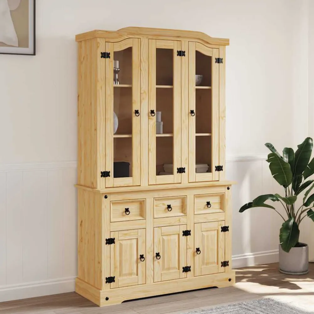 vidaXL Armarios Y Almacenamiento-Aparador Corona madera maciza pino mexicano 112x43x196 cm