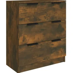 vidaXL Aparador de 3 piezas madera contrachapada color Roble ahumado New