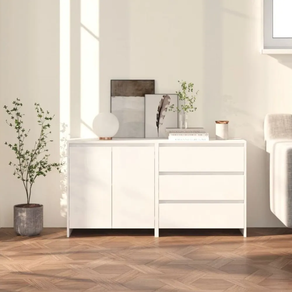 vidaXL Aparador de 2 piezas madera manufacturada blanca Blanco Best