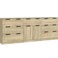 vidaXL Aparador de 3 piezas madera contrachapada color Roble Sonoma Outlet