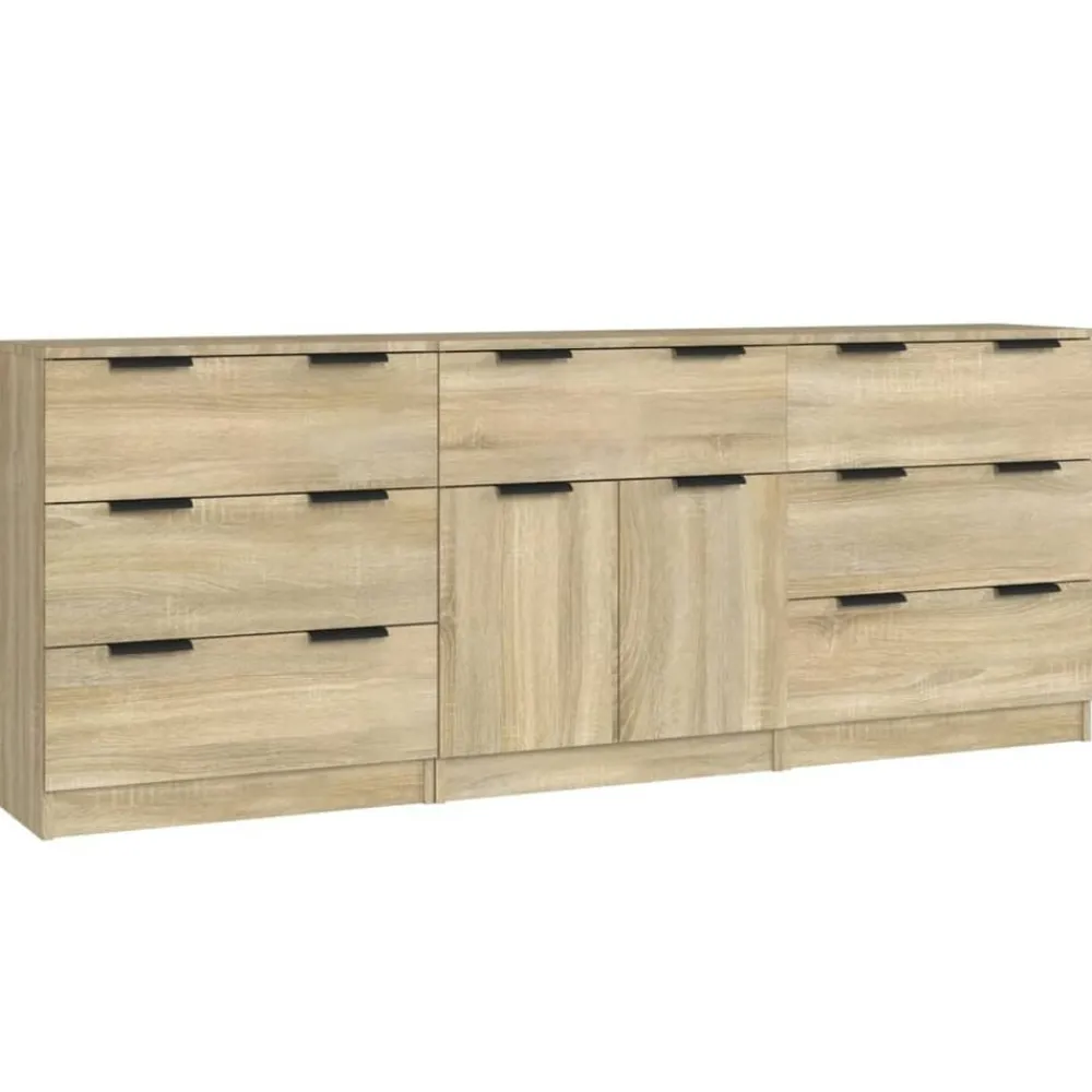 vidaXL Aparador de 3 piezas madera contrachapada color Roble Sonoma Outlet