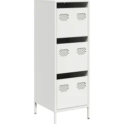 vidaXL Aparador de acero 39x35x103,5 cm Blanco Discount