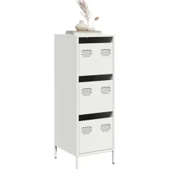 vidaXL Aparador de acero 39x35x103,5 cm Blanco Discount