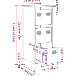 vidaXL Aparador de acero 39x35x103,5 cm Blanco Discount