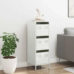 vidaXL Aparador de acero 39x35x103,5 cm Blanco Discount