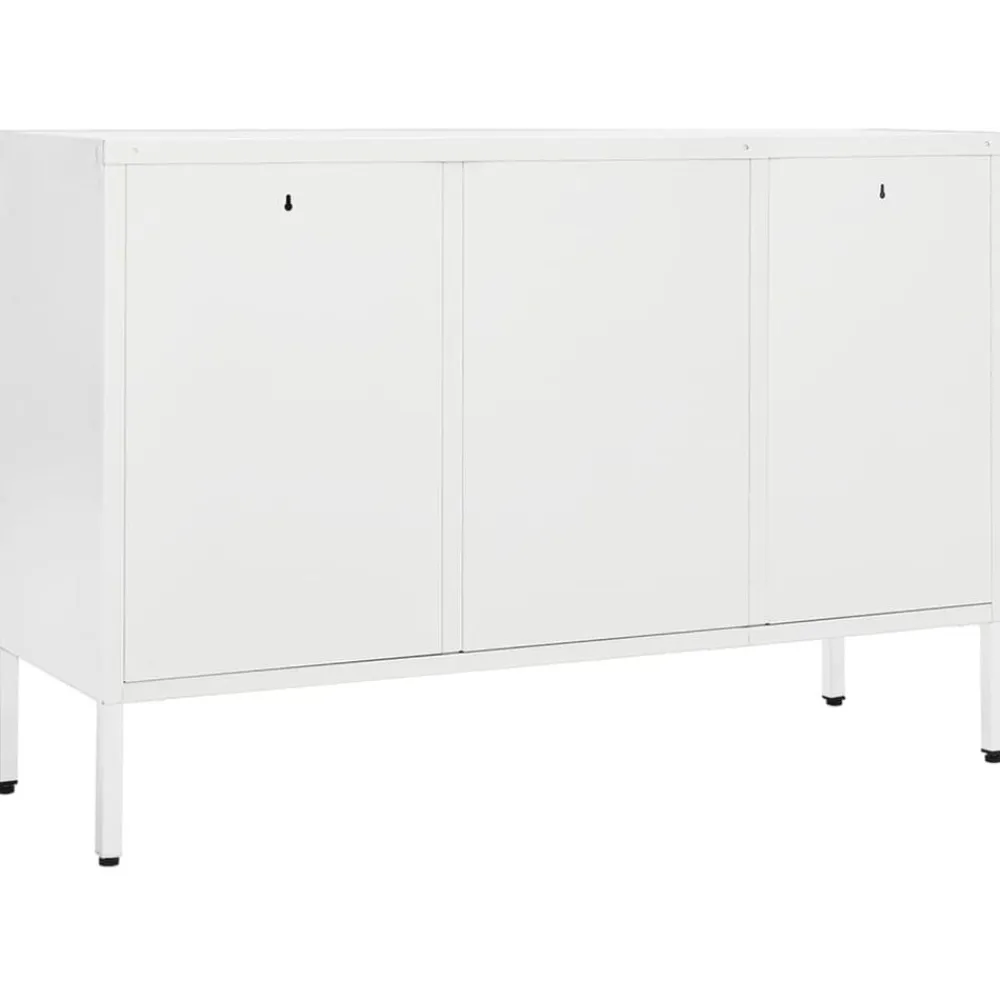 vidaXL Aparador de acero y vidrio templado 105x35x70 cm Blanco Outlet