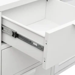 vidaXL Aparador de acero y vidrio templado 105x35x70 cm Blanco Outlet