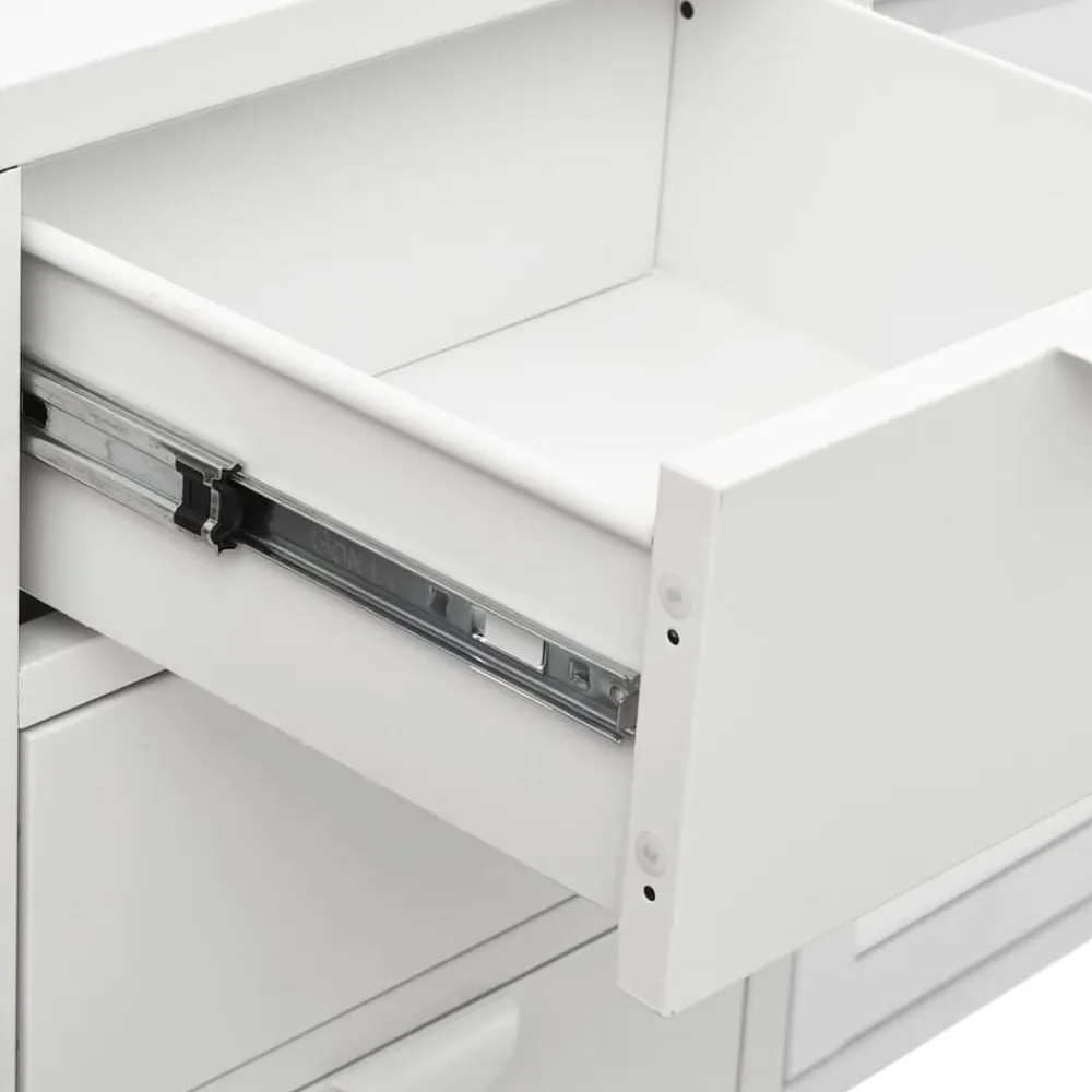 vidaXL Aparador de acero y vidrio templado 105x35x70 cm Blanco Outlet