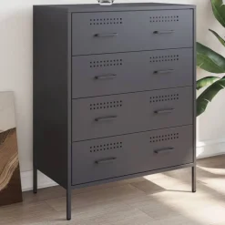 vidaXL Aparador de acero gris 68x39x89 cm Antracita Outlet