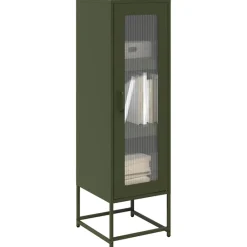 vidaXL Aparador de acero laminado en frío 36x39x123 cm Verde oliva Hot