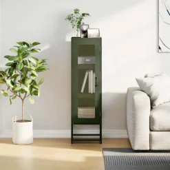 vidaXL Aparador de acero laminado en frío 36x39x123 cm Verde oliva Hot
