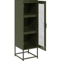 vidaXL Aparador de acero laminado en frío 36x39x123 cm Verde oliva Hot