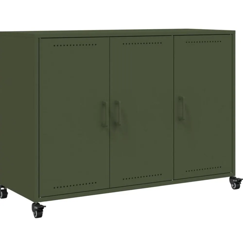 vidaXL Aparador de acero oliva 100,5x39x72 cm Verde Online