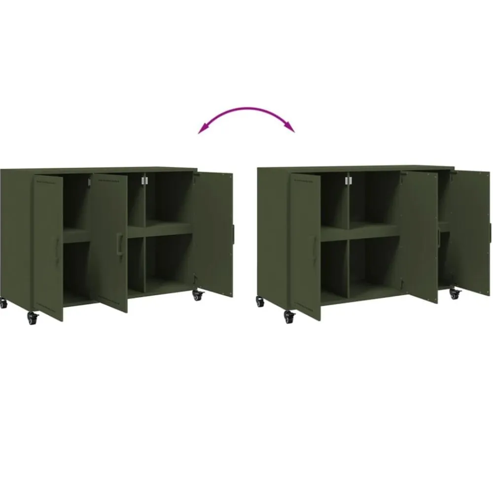 vidaXL Aparador de acero oliva 100,5x39x72 cm Verde Online