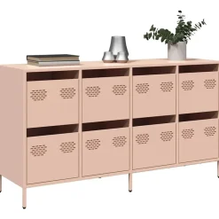 vidaXL Aparador de acero laminado en frío 135x39x73,5 cm Rosa