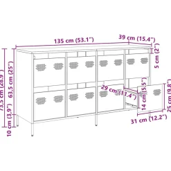 vidaXL Aparador de acero laminado en frío 135x39x73,5 cm Rosa