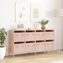 vidaXL Aparador de acero laminado en frío 135x39x73,5 cm Rosa