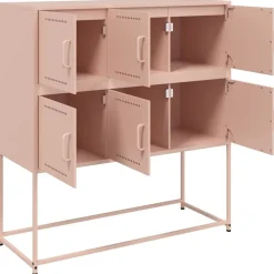 vidaXL Aparador de acero laminado en frío 100,5x39x107 cm Rosa Clearance