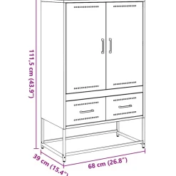 vidaXL Armarios Y Almacenamiento-Aparador de acero 68x39x111,5 cm