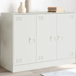 vidaXL Aparador de acero 99x39x73 cm Blanco Outlet