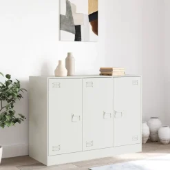 vidaXL Aparador de acero 99x39x73 cm Blanco Outlet