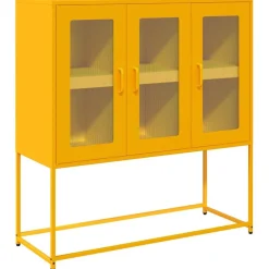 vidaXL Aparador de acero laminado en frío amarillo 100,5x39x107 cm Amarillo mostaza