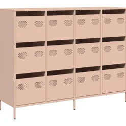 vidaXL Aparador de acero laminado en frío 135x39x103,5 cm Rosa Discount
