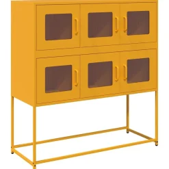 vidaXL Aparador de acero laminado en frío amarillo 100,5x39x107 cm Amarillo mostaza